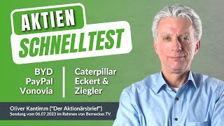 AktienSchnelltest inkl BYD PayPal Vonovia Caterpillar sowie Eckert amp Ziegler [upl. by Adnaw]