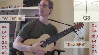 Cordoba Mini M Sound Sample A tuning vs Terz EFS tuning a guilele tuning with all unwound strings [upl. by Alyek]