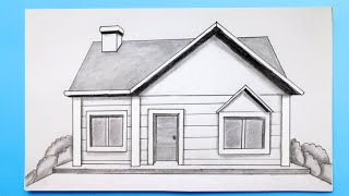 Simple House Drawing ✅ [upl. by Shinberg879]