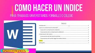 COMO HACER UN INDICE EN WORD CON NORMAS APA COMO CREA TABLA DE CONTENIDO AUTOMATICAMENTE [upl. by Bobbi]