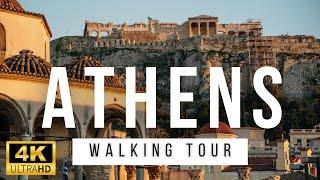 Athens Greece Walking Tour  4K  Sunny and warm winter in the Downtown [upl. by Kral960]