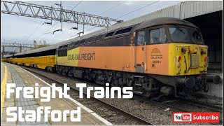 WCML Variety of Freight Trains at Stafford Station [upl. by Enitsirhk690]