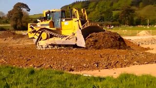 CAT D8 dozer at work pushing gravel for road construction [upl. by Cleary]