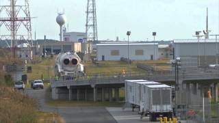 Antares Rolls Out to Wallops Launch Pad [upl. by Ardnahc869]