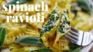 VEGAN SPINACH RAVIOLI  FUN HOLIDAY RECIPE NO SPECIAL EQUIPMENT USED  PLANTIFULLY BASED [upl. by Knowle]