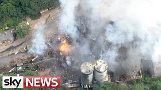 Bosley Wood Flour Mills Explosions  Aerial Footage From Cheshire [upl. by Alduino]