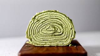 Matcha Crepe Roll Cake  So Soft amp Creamy  Recipe without Oven [upl. by Assennej]