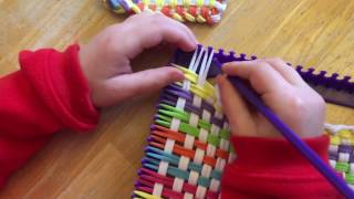 Finishing off kids weaving loom project [upl. by Atisusej742]