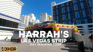 HARRAHS HOTEL amp CASINO LAS VEGAS STRIP DAY WALKING TOUR  4K  LAS VEGAS NEVADA [upl. by Flem140]