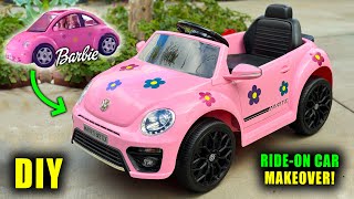 HOW TO MAKE A 2000S BARBIE BEETLE RIDEON CAR MAKEOVER  Lucykiins [upl. by Tamma927]