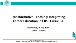 Transformative Teaching Integrating Career Education in CBSE Curricula [upl. by Sergei]