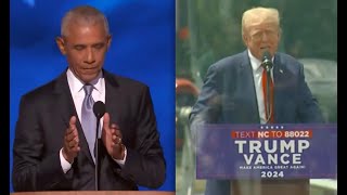 Trump SNAPS LOSES IT over Obama’s convention shot at him [upl. by Refinney]