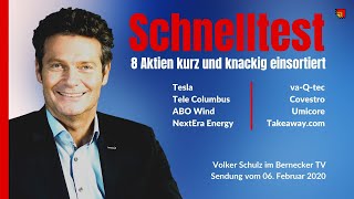 AktienSchnelltest diesmal zB mit Tesla Tele Columbus Covestro Umicore etc [upl. by Ilwain677]