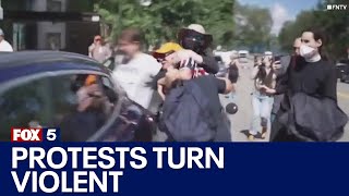 NYC migrant crisis 5 arrested as protests turn violent [upl. by Wait]