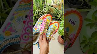 DIY Navratri Shoes😱 crafteraditi navratri diyshoes handmade meeshomegablockbustersale shorts [upl. by Carolee484]