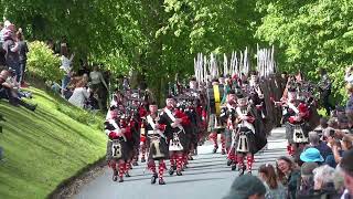 The 2022 Atholl Highlanders Parade led by Pipe Band outside Blair Castle in Perthshire Scotland [upl. by Ferino]