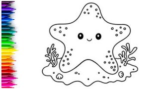 Beautiful StarFish Drawing Painting amp Coloring For Kids and Toddlers Kids Art [upl. by Aerdnaeel932]