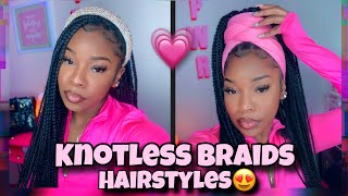 10 WAYS TO STYLE KNOTLESS BRAIDSBox braids 💗  Tymarrahgi ✨ [upl. by Torie599]