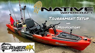 Tournament Kayak Bass Fishing SetUp for Native Slayer Max 125 WalkThrough of Accessories and Mods [upl. by Zigrang716]