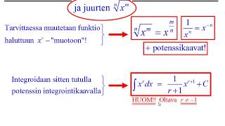 Potenssifunktion xr ja juurien integrointi [upl. by Ahidam]