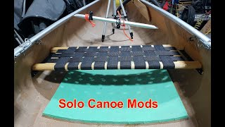 Solo Canoe Mods Wenonah Prism 165 seat add tripping [upl. by Ahsilrak]