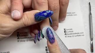 Full Set of Gel Nails  Start to Finish  Akzentz with Foil Nail Art [upl. by Lindsy]