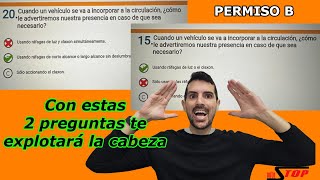 Teórico permiso b 2 preguntas trampa de claxon y luces [upl. by Akehsyt]