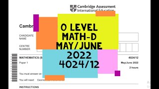 O Level MathD Paper 1 402412 MayJune 2022 [upl. by Asli]