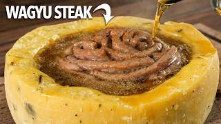 I fried STEAKS inside a CHEESE Wheel and this happened [upl. by Ernestine]