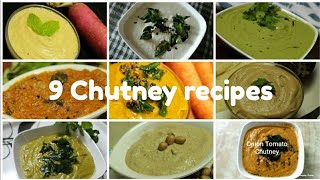 Chutney recipe  Nine unique chutney collections for breads  idli  dosa  roti  chappathi [upl. by Norahs]