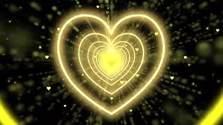 Neon Heart Tunnel Bg Animation  Beautiful💛Yellow Heart Background  Neon Lights Love 2Hours [upl. by Enawtna]