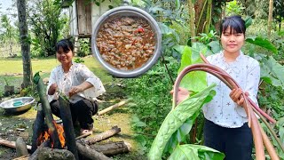 Cooking in Bamboo Taro Leaves  Village style cooking with mom [upl. by Hube]