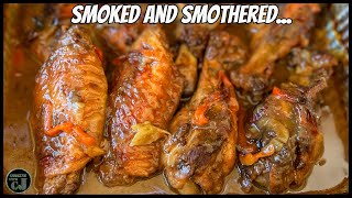 SMOKED AND SMOTHERED TURKEY WINGS [upl. by Sorci]