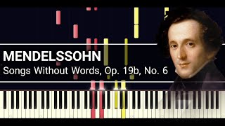 F Mendelssohn  Songs Without Words Op 19b No 6 quotVenetian Boat Songquot in G minor Synthesia [upl. by Nazarius]