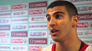 Adam Gemili GBR after winning 4x100m relay at Gateshead 2013 [upl. by Aniroc]