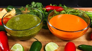 Two TAQUERIA STYLE SALSA Recipes  Traditional Green amp Red Jalapeño for Tacos [upl. by Houser702]