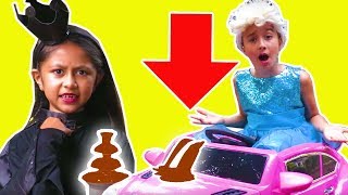 CHOCOLATE FOUNTAIN DISASTER  CAR WASH PRANK  Princesses in Real Life Kiddyzuzaa  Birthday Party [upl. by Aratahs]