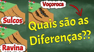 VOÇOROCA SULCOS e RAVINA entenda as DIFERENÇAS  erosão [upl. by Aztin854]