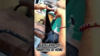 Easy layer Cut hairstyle At Home layercut layercutting [upl. by Macgregor]