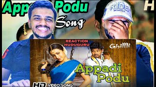 Gilli Tamil Movie  Appadi Podu Song Reaction Vijay  Trisha  Vidyasagar  Reaction Huduguru [upl. by Noseaj]