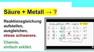 Säure und Metall Reaktionsgleichungen aufstellen und ausgleichen schwerere Aufgaben [upl. by Poulter]