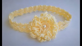 Diadema a crochet 03 meses adaptable a todas las tallas tutorial con medidas de contornos de cabeza [upl. by Laved]