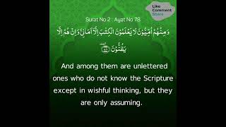 SuratulBaqara  Surat No 2  Ayat No 78 with English Translation [upl. by Cirdor]