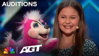 12yearold ventriloquist Brynn Cummings follows in Darci Lynnes footsteps  Auditions  AGT 2023 [upl. by Castor783]