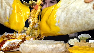 ASMR MUKBANG GIANT BURRITOS amp LOADED CHEESE FRIES  Magic Mikey [upl. by Navis944]