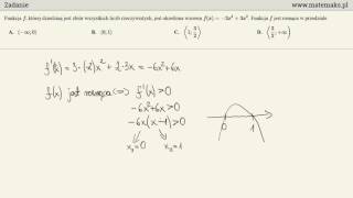 Zadanie na badanie monotoniczności funkcji za pomocą pochodnej [upl. by Joelynn28]