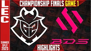 G2 vs BDS Highlights Game 1  LEC Summer 2023 Championship Finals  G2 Esports vs Team BDS G1 [upl. by Gerladina]