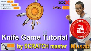 Scratch  hindi tutorial  game  knife throw  Tutorial easy  Scratch game easy to make  coding [upl. by Belanger]