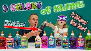 3 COLORS OF GLUE SLIME CHALLENGE All 13 New Colors to Pick w My Dad [upl. by Gnuhn]