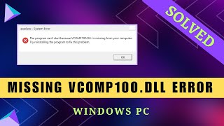 How to Fix Missing VCOM100DLL Error  Windows 32 amp 64bit [upl. by Notslah885]